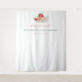 ストロベリーパンケーキブランチ赤ちゃんシャワー背景 タペストリー (正面)