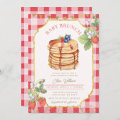 ストロベリーパンケーキベビーシャワーブランチ 招待状 (正面/裏面)