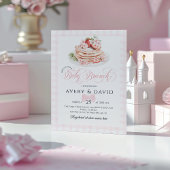 ストロベリーパンケーキベビーブランチ赤ちゃんシャワーガール 招待状