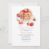 ストロベリーパンケーキベビーブランチ赤ちゃんシャワー 招待状 (正面)