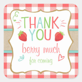 ストロベリーパーティーお気に入りラベルありがとうステッカー スクエアシール