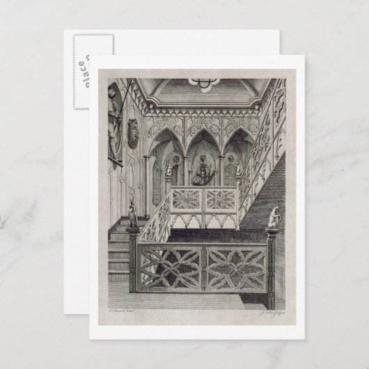 ストロベリーヒルの階段、J. Newtoによって刻まれた ポストカード (正面/裏面)