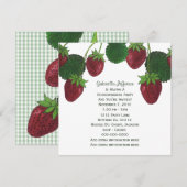 ストロベリービネとギンガムのパーティー招待状 招待状 (正面/裏面)
