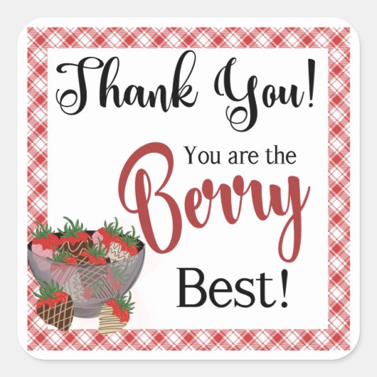 ストロベリービーラベル、チョコレートストロベリー スクエアシール (正面)