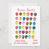 ストロベリーピクニックガーデンパーティーお祝い 招待状 (正面)