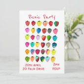 ストロベリーピクニックガーデンパーティーお祝い 招待状 (スタンド正面)