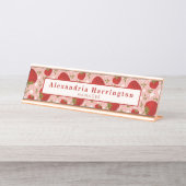 ストロベリーピンクかわいいデスク名プレートアクセサリー デスクネームプレート (正面)