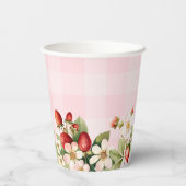 ストロベリーピンクのギンガムベビーシャワー 紙コップ (裏面)