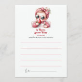 ストロベリーピンクのギンガムベリー甘いベビーシャワー アドバイスカード (正面)