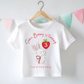 ストロベリーピンクのバースデー写真入りSome Bunnyグッズ ベビーTシャツ