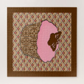 ストロベリーピンクの曇りカップケーキ ジグソーパズル (横)