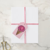 ストロベリーピンクアイスクリームスクープワッフルコーングルメ ギフトタグ (より糸付き)