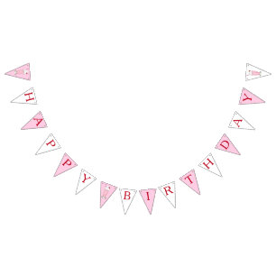 ストロベリーピンクアイスクリームミルクシェイクハッピーバースデー バンティングフラッグ