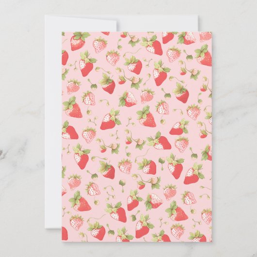 ストロベリーピンクガールベリーファースト誕生日 招待状 (裏面)