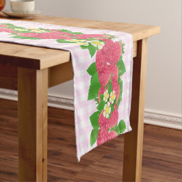 ストロベリーピンクギンガム ショートテーブルランナー