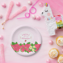 ストロベリーピンクギンガム ペーパープレート