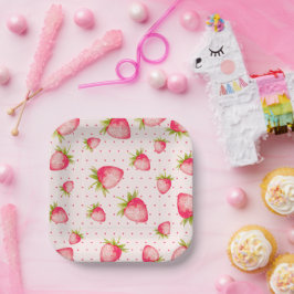 ストロベリーピンクグリーンパーティー ペーパープレート