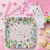 ストロベリーピンクジンガムベビーへビーシャワー ペーパープレート (パーティー)