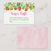 ストロベリーピンクフローラベビーシャワーおむつラッフル エンクロージャーカード (正面/裏面)