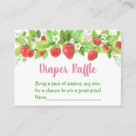 ストロベリーピンクフローラベビーシャワーおむつラッフル エンクロージャーカード