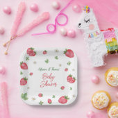 ストロベリーピンクフローラベビーシャワー ペーパープレート (パーティー)