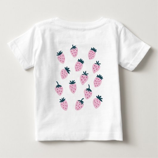 ストロベリーピンクベビーの最初の誕生日 ベビーTシャツ (裏面)