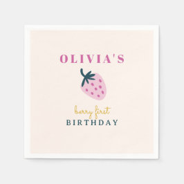 ストロベリーピンクベビー誕生日パーティー スタンダードカクテルナプキン