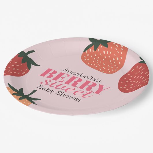 ストロベリーピンクベリースイートベビーシャワー ペーパープレート (アングル)