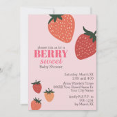 ストロベリーピンクベリースイートベビーシャワー 招待状 (正面)