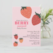 ストロベリーピンクベリースイートベビーシャワー 招待状 (スタンド正面)