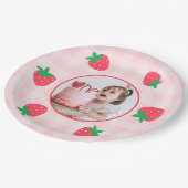 ストロベリーピンクベリーファーストベビー誕生日写真 ペーパープレート (アングル)