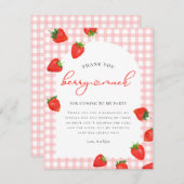 ストロベリーピンクベリープレイド誕生日 サンキューカード (正面/裏面)