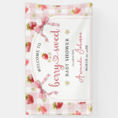 ストロベリーピンクベリー甘いベビーシャワーへようこそ 横断幕 (縦)