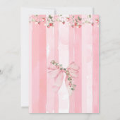 ストロベリーピンクボウガールベビーシャワー 招待状 (裏面)