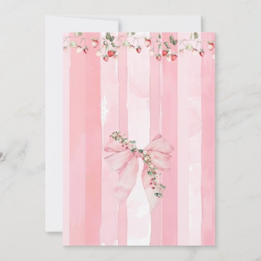 ストロベリーピンクボウガールベビーシャワー 招待状 (裏面)