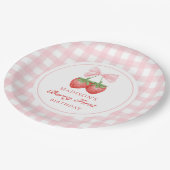ストロベリーピンクボウガール1st誕生日 ペーパープレート (アングル)