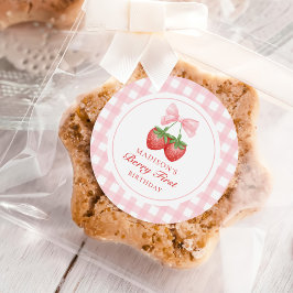 ストロベリーピンクボウガール1st誕生日 ラウンドシール