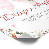 ストロベリーピンクボウフローラおむつラッフル ポスター (角)