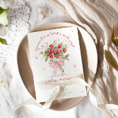 ストロベリーピンクボウフローラベビーシャワー 招待状