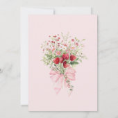 ストロベリーピンクボウ緑のベビーシャワー 招待状 (裏面)