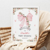 ストロベリーピンクボウ赤ちゃんシャワーへようこそ ポスター