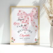 ストロベリーピンクボウ赤ちゃんシャワーへようこそ ポスター