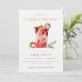 ストロベリーピンクマルガリータカクテルカップルシャワー 招待状 (スタンド正面)