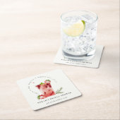 ストロベリーピンクマルガリータカクテルブライダルシャワー スクエアペーパーコースター (インサイチュ)