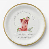 ストロベリーピンクマルガリータカクテルブライダルシャワー ペーパープレート (正面)