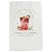 ストロベリーピンクマルガリータカクテルブライダルシャワー ミディアムペーパーバッグ (正面)