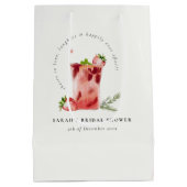 ストロベリーピンクマルガリータカクテルブライダルシャワー ミディアムペーパーバッグ (裏面)