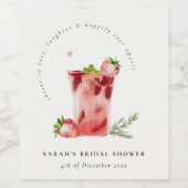 ストロベリーピンクマルガリータカクテルブライダルシャワー ワインラベル (シングルラベル)