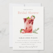 ストロベリーピンクマルガリータカクテルブライダルシャワー 招待状 (正面)