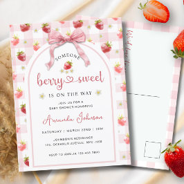 ストロベリーピンクリボンベリースイートベビーシャワー ポストカード